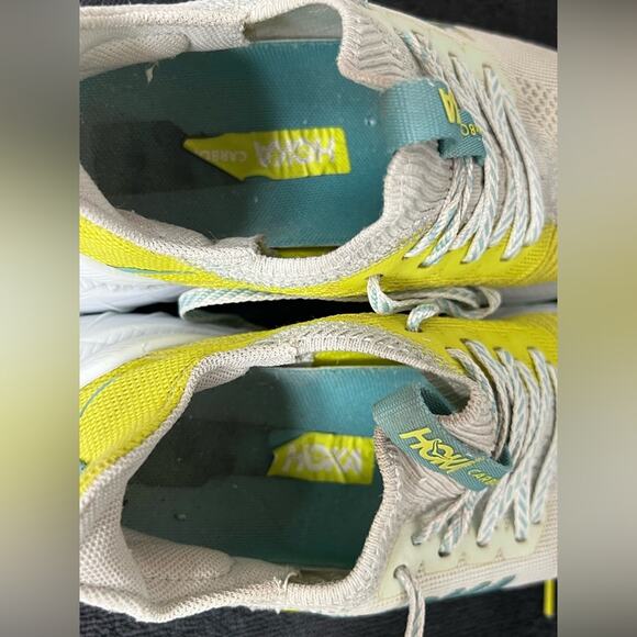 Hoka One One Carbon X 3 White Neon Yellow Athletic Running Shoes Women Size 6.5B - Picture 8 of 10